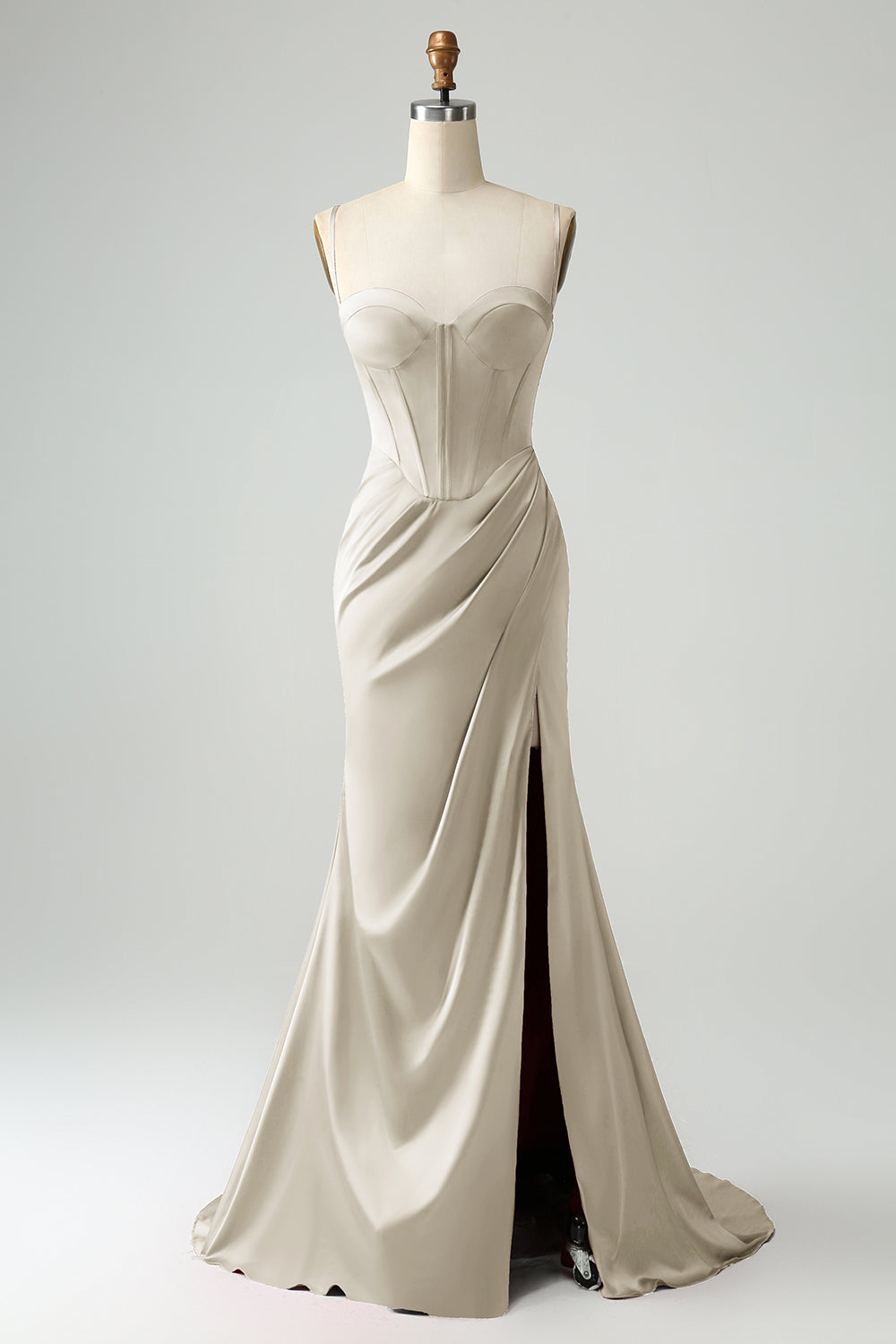 Bordeaux Havfrue Spaghetti Stropper Lang korset Prom Kjole med slids