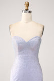 Lilac Havfrue Stropløs Beaded Long Prom Kjole