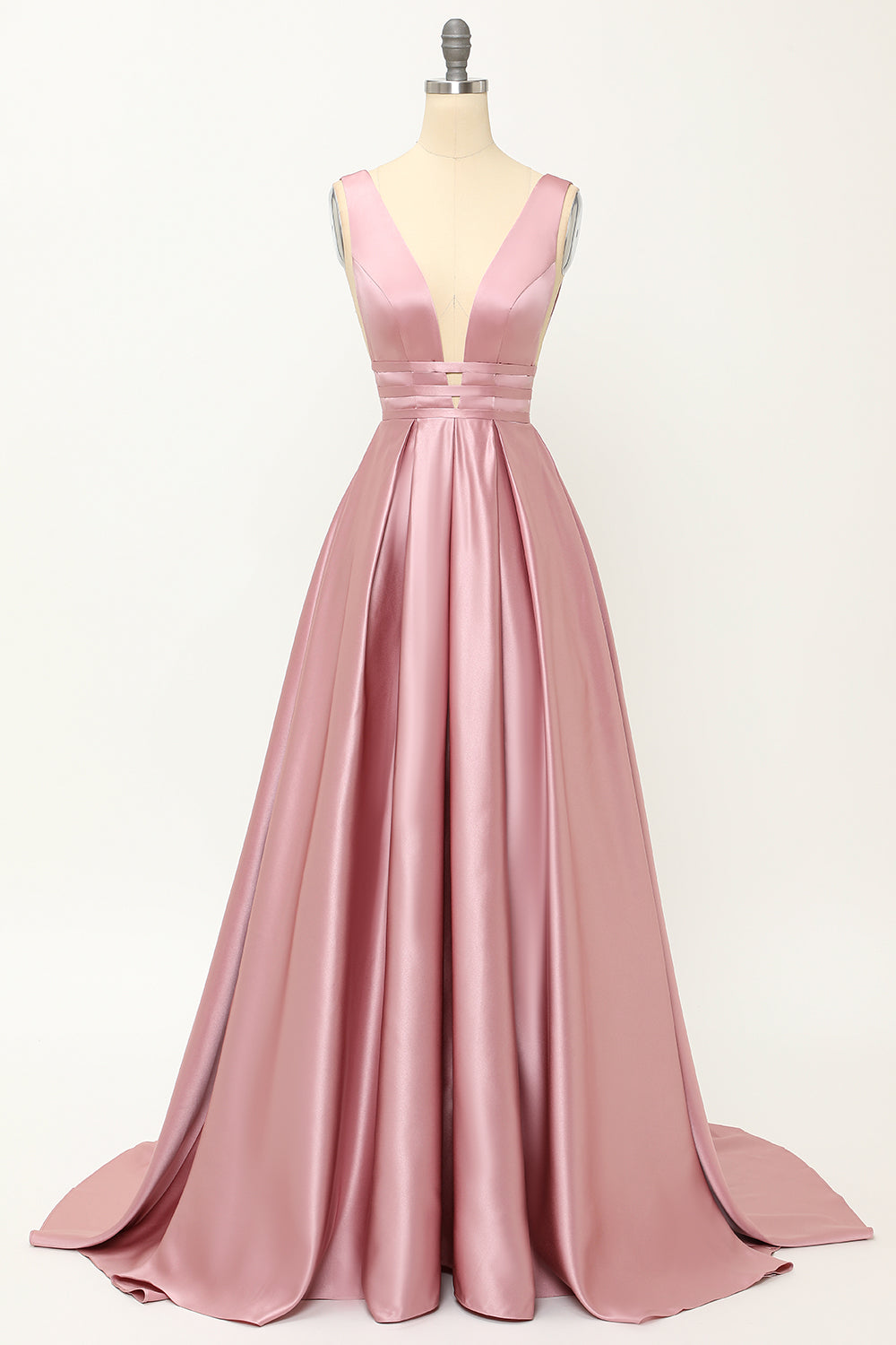 Blush Satin Lang Prom Kjole
