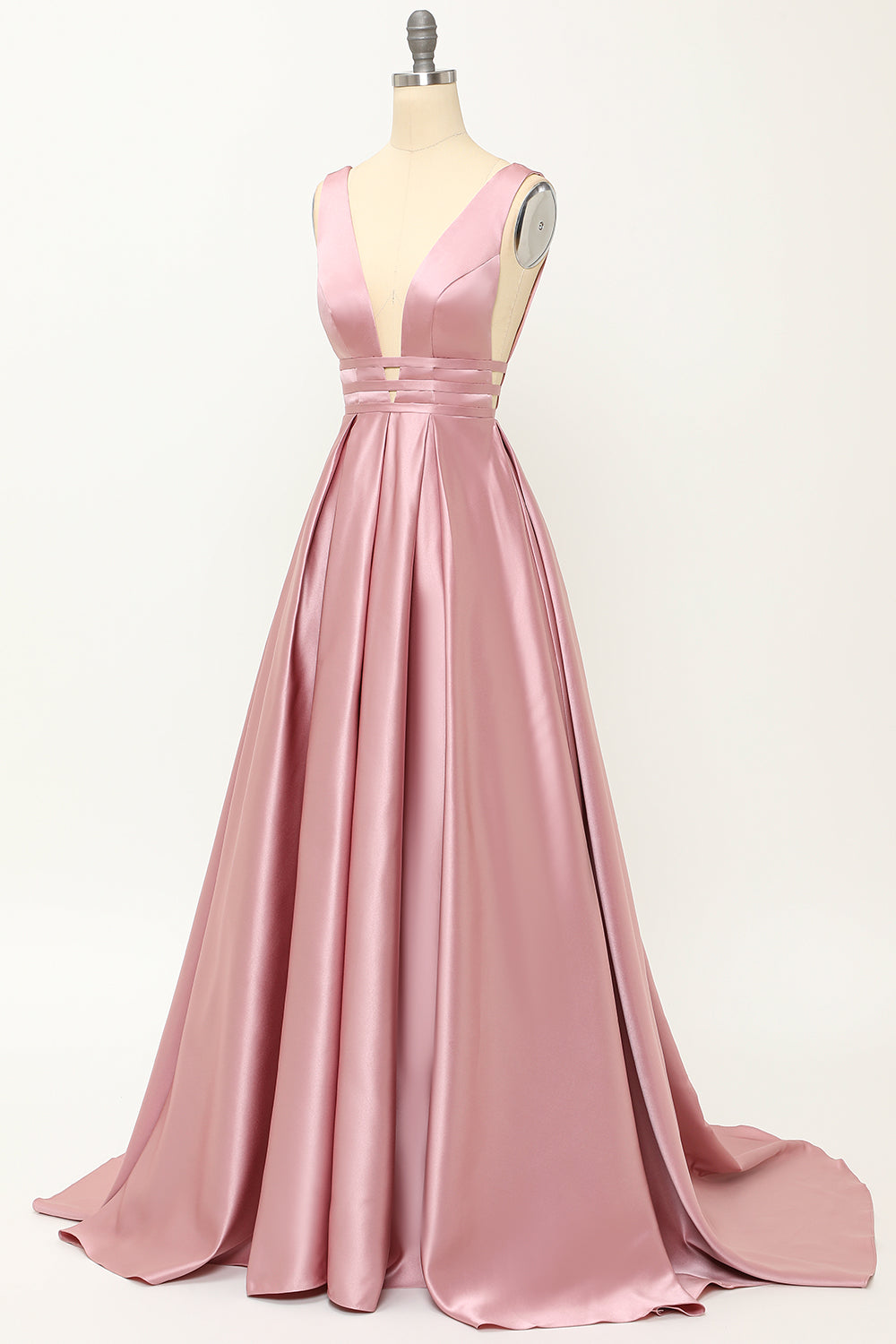 Blush Satin Lang Prom Kjole