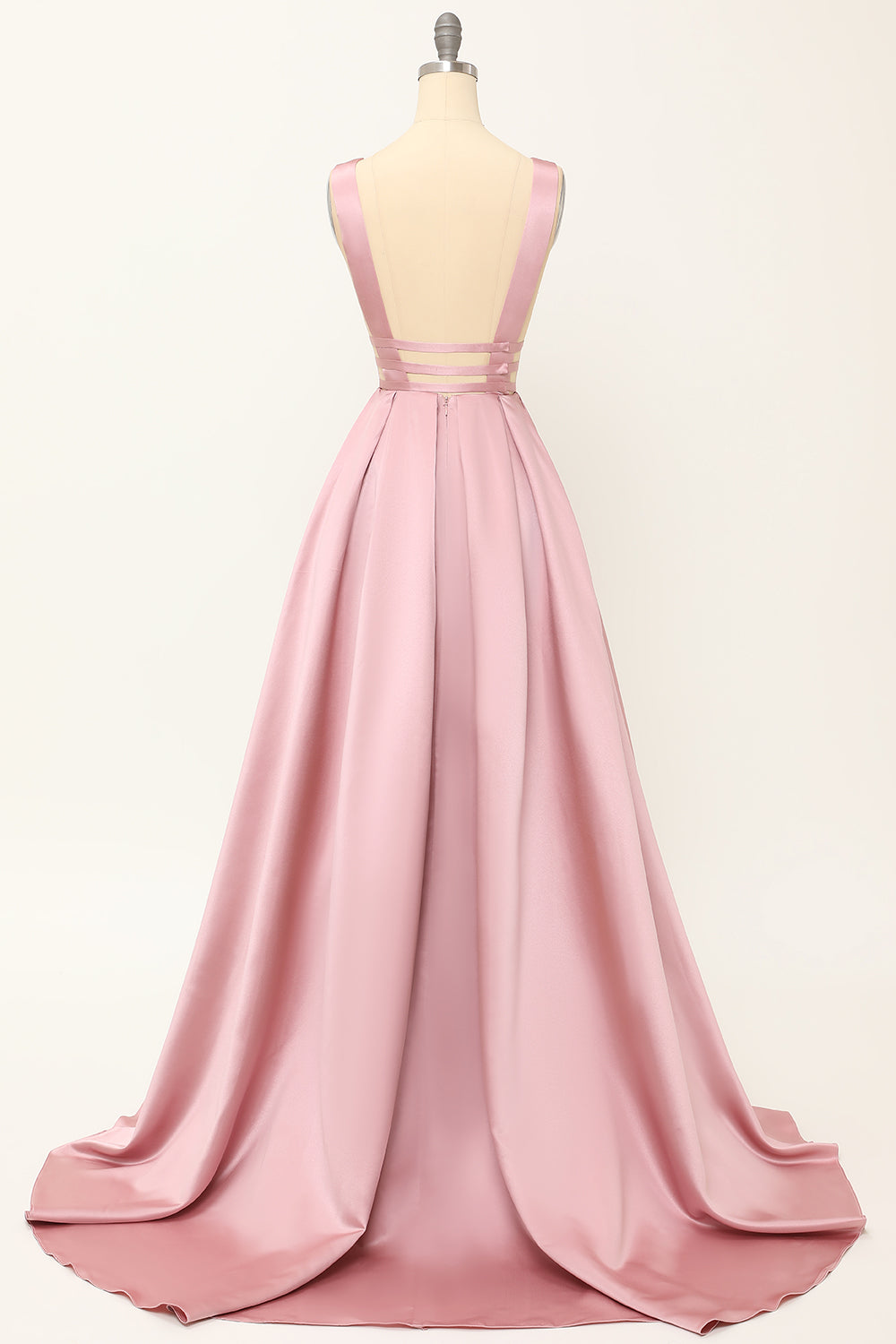 Blush Satin Lang Prom Kjole