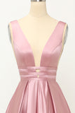 Blush Satin Lang Prom Kjole