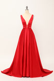 Blush Satin Lang Prom Kjole