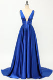 Blush Satin Lang Prom Kjole