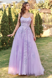 Lilla Tulle Prom Kjole med applikationer