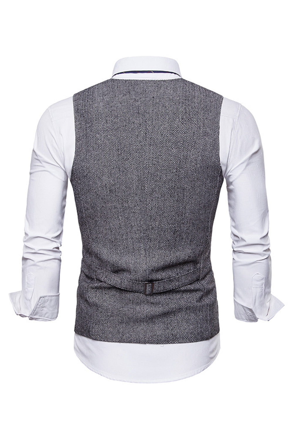 Enkeltbrystede V-hals sorte herredragt veste