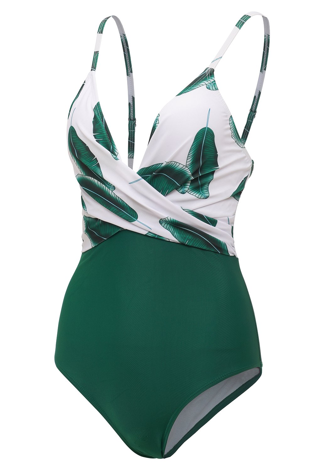 Bananblad trykt grønt badetøj i ét stykke