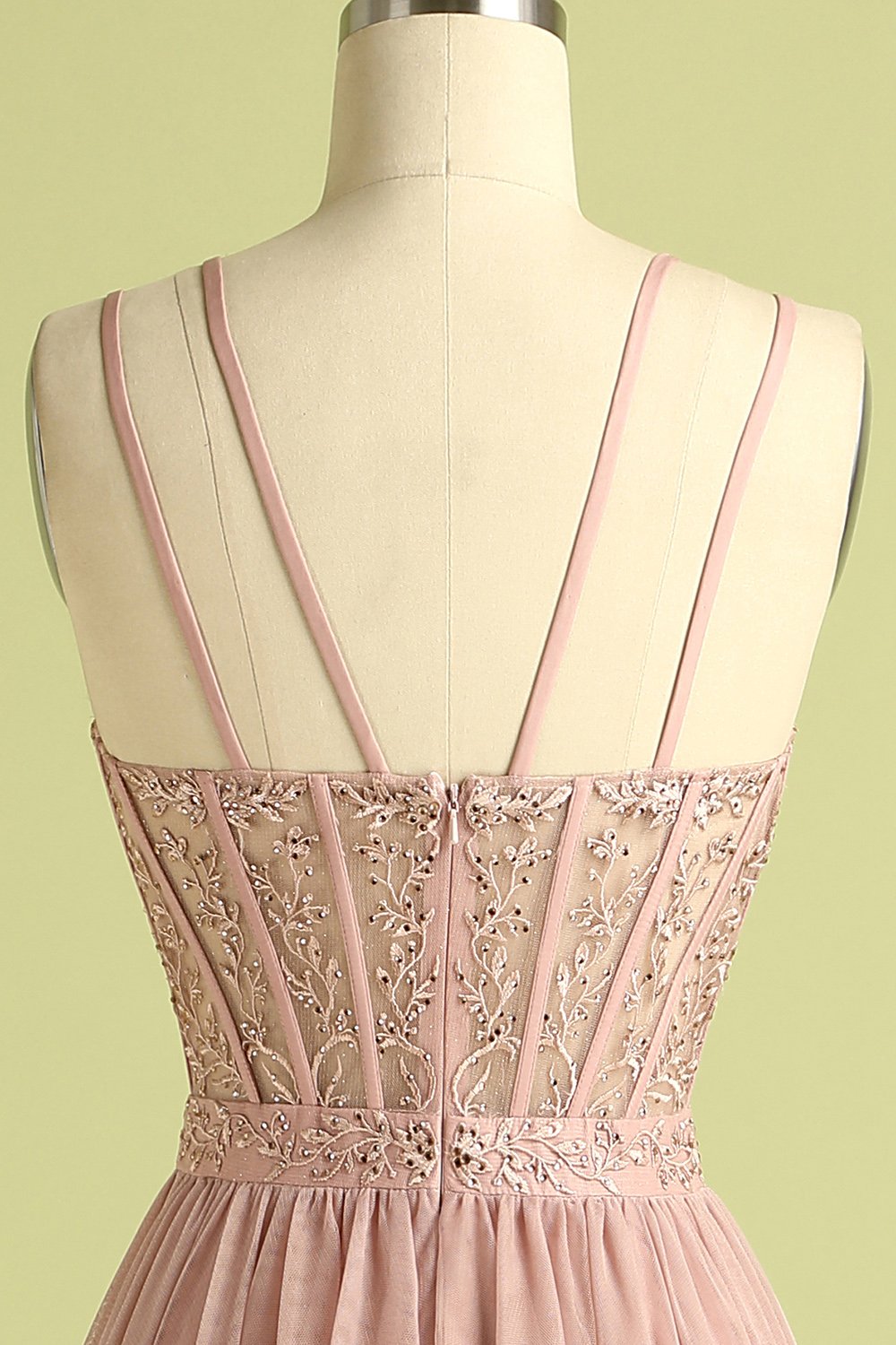 Lyserod Split Front spaghetti-stropper Prom Kjole