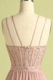 Lyserod Split Front spaghetti-stropper Prom Kjole