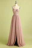 Lyserod Split Front spaghetti-stropper Prom Kjole