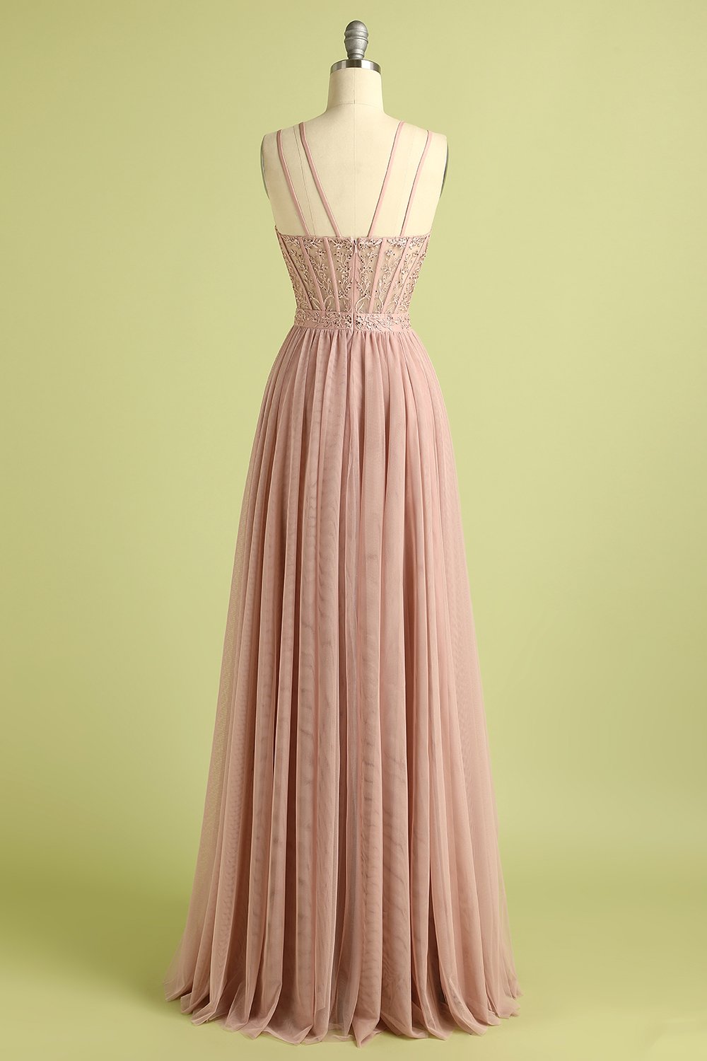 Lyserod Split Front spaghetti-stropper Prom Kjole