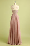 Lyserod Split Front spaghetti-stropper Prom Kjole
