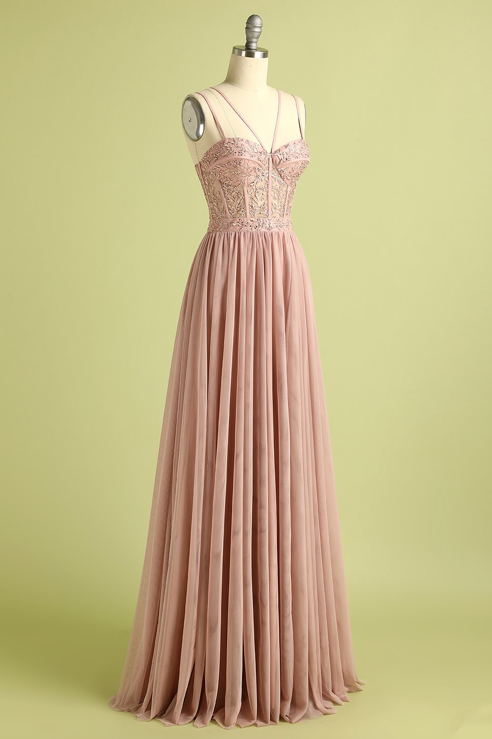 Lyserod Split Front spaghetti-stropper Prom Kjole