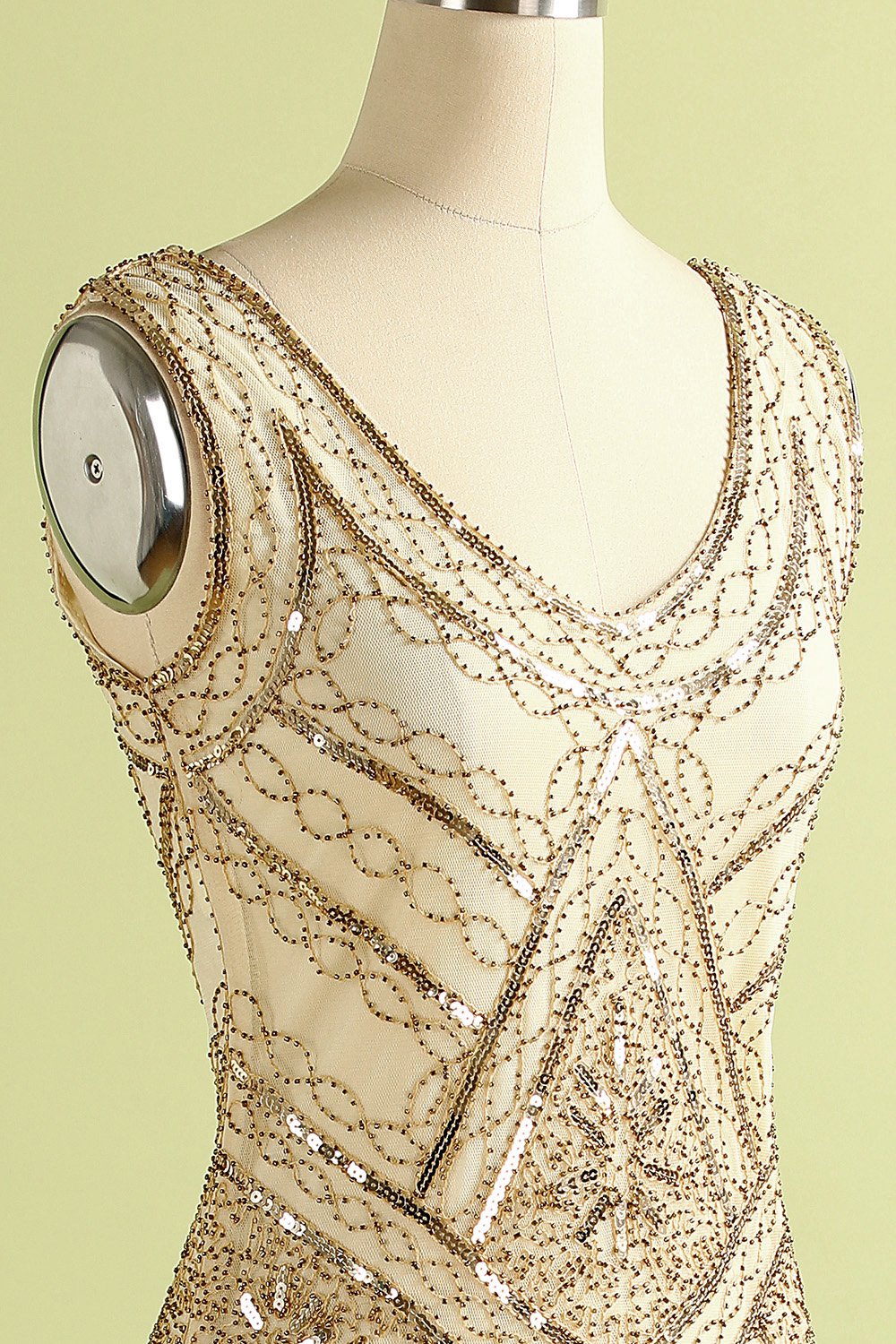 1920erne Champagne Fringe Palaets Kjole