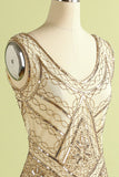 1920erne Champagne Fringe Palaets Kjole