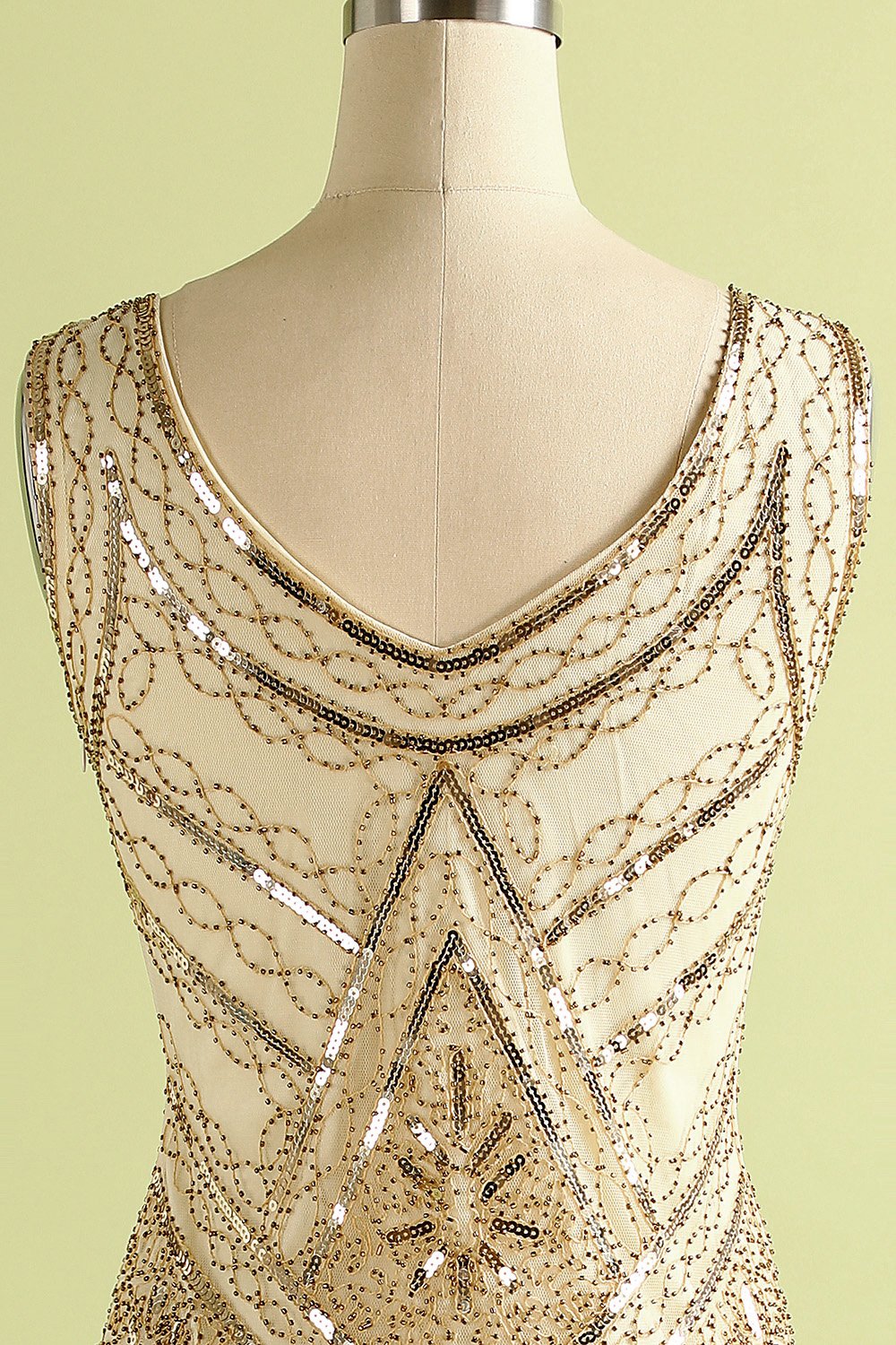 1920erne Champagne Fringe Palaets Kjole