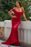 Rød off skulder havfrue Prom Kjole