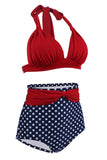 Polka Prikker Halter Bikini Badetøj