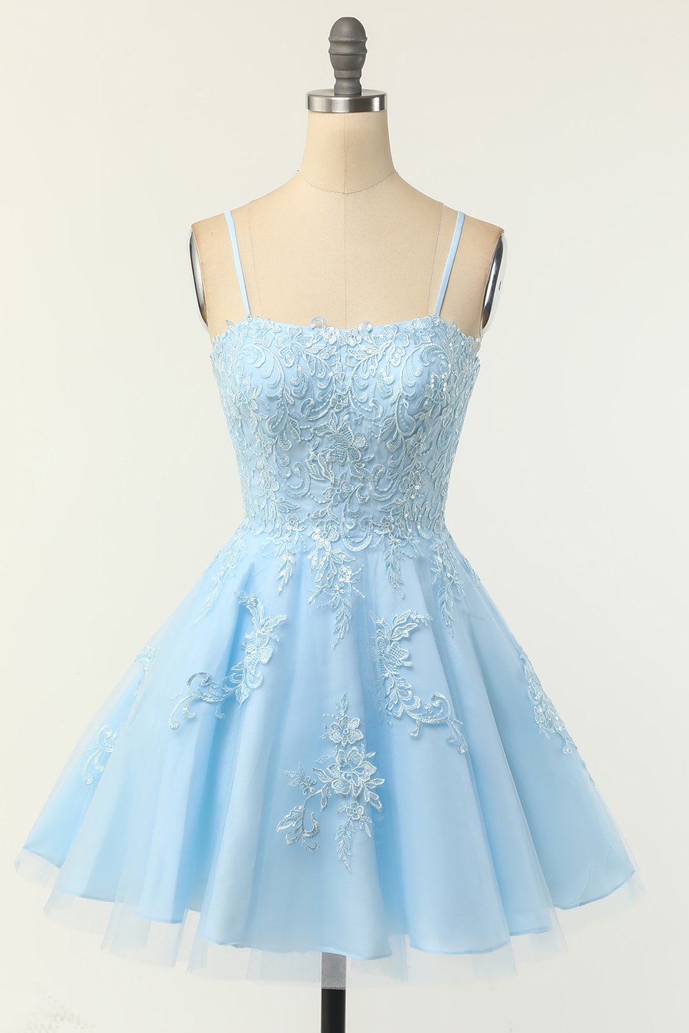 Blush stropløs kort Prom Kjole med Appliques