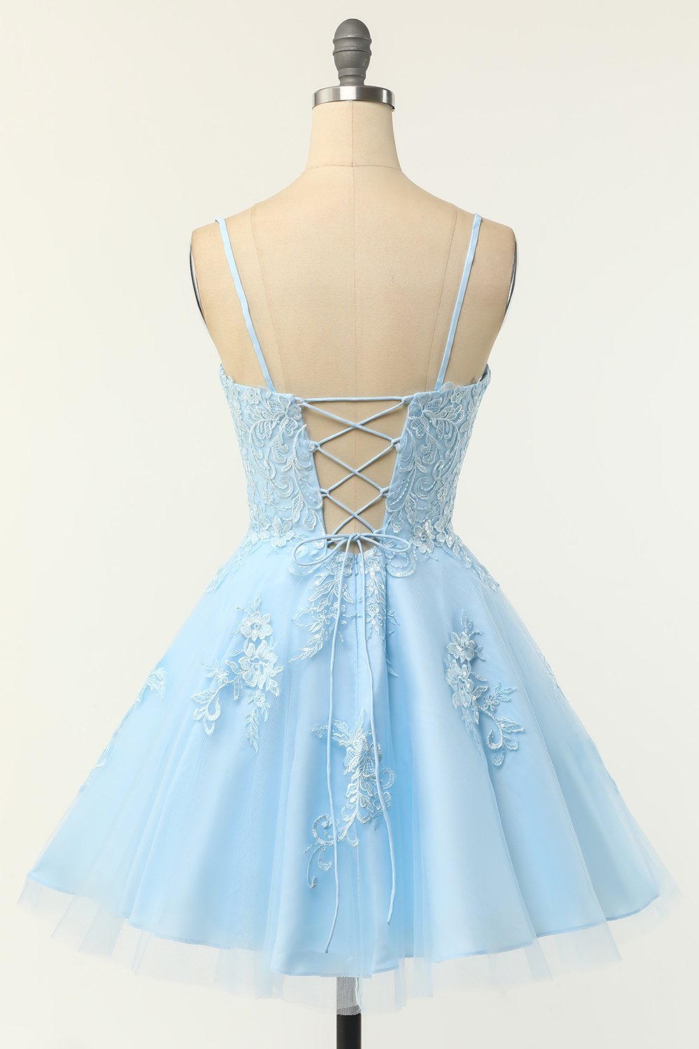 Blush stropløs kort Prom Kjole med Appliques