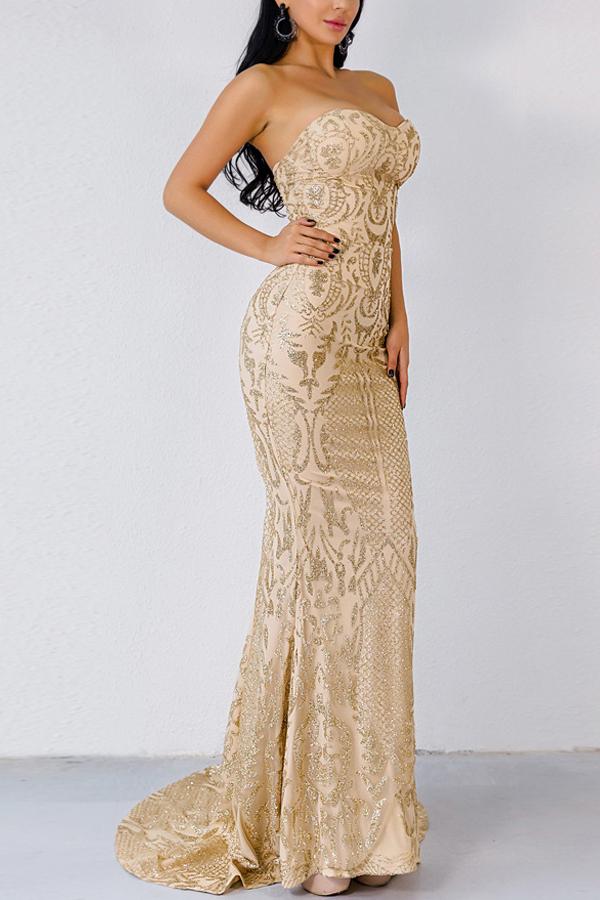 Lyserød Havfrue Pailletter Kjole