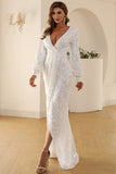Hvid V Hals Blonde Maxi Boho Kjole