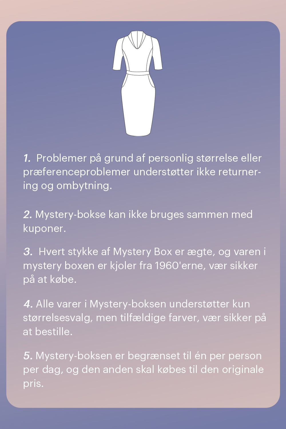 ZAPAKA MYSTERY BOX med 2Pc 1960'er kjoler