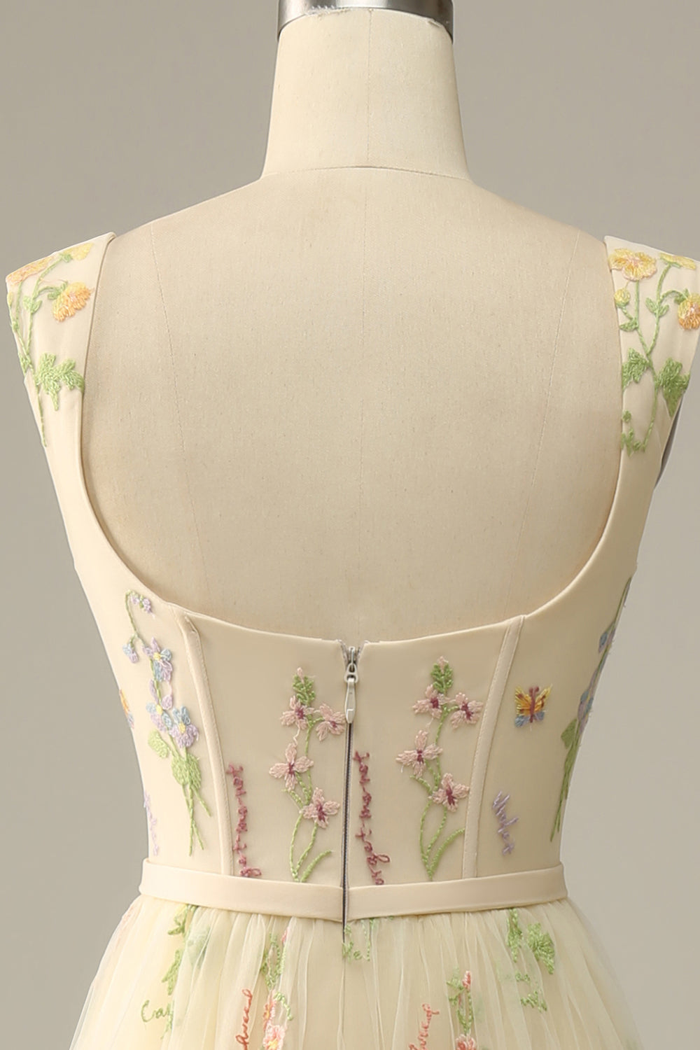 Champagne A-Line broderi Festkjoler