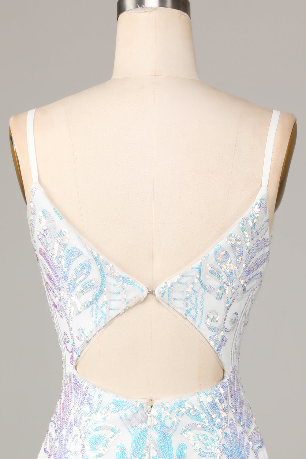 Udsøgt Outlook skede Spaghetti Stropper Hvide Pailletter Kort Homecoming Kjole