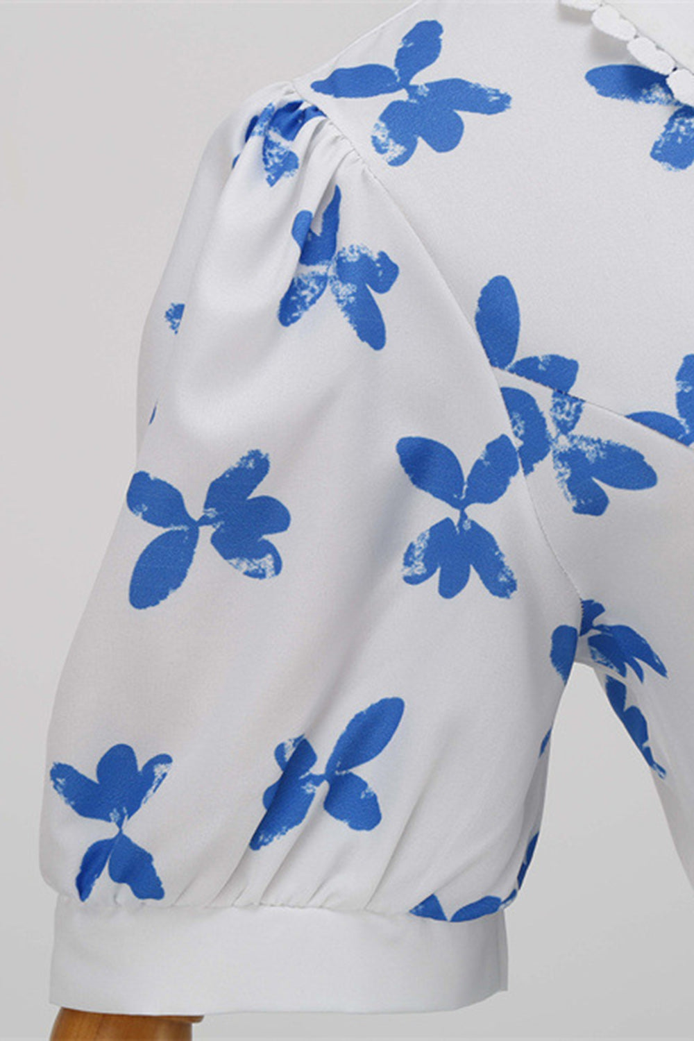 Hvidt print korte ærmer Vinrage kjole