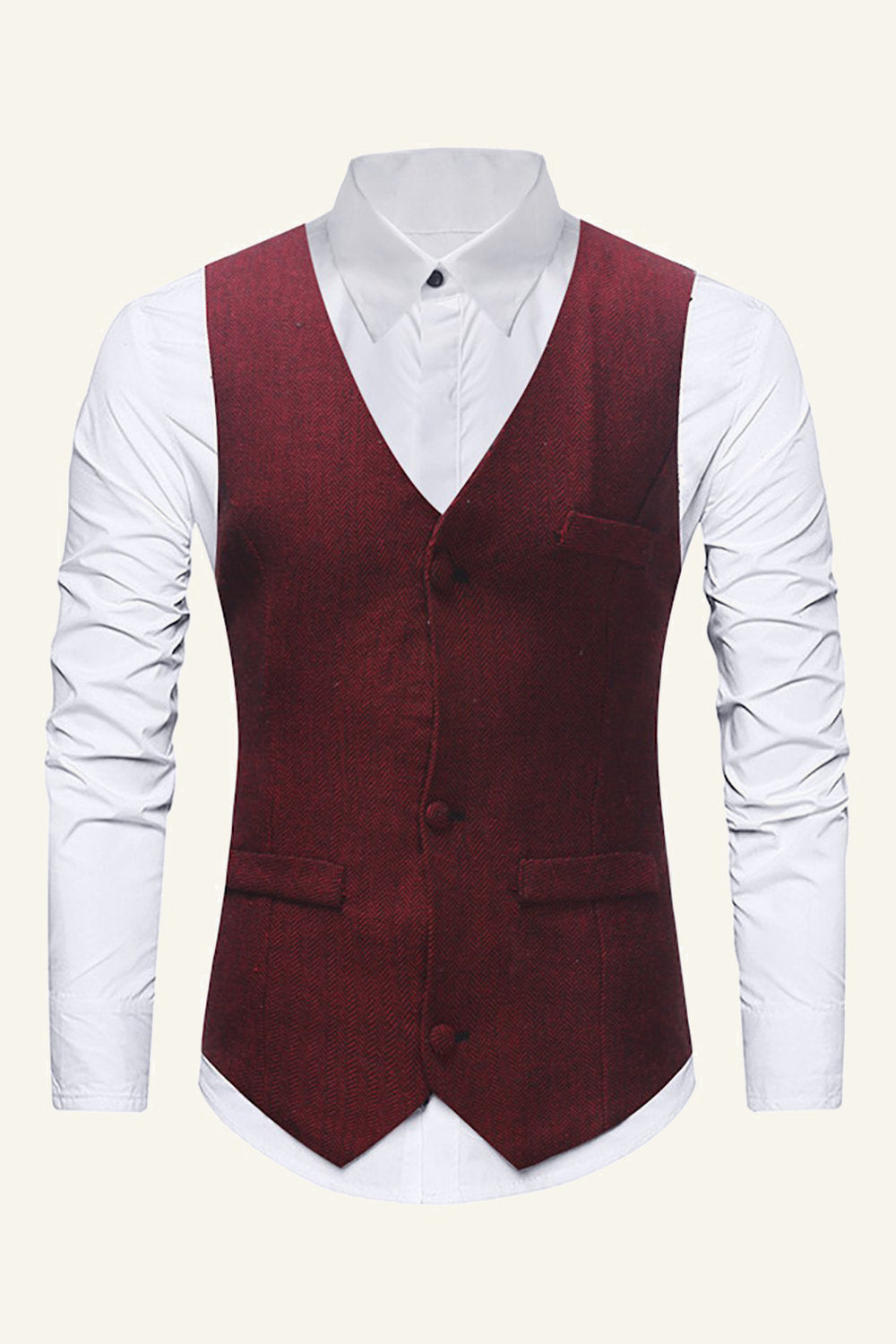 Bordeaux singlebreasted mænds afslappede vest