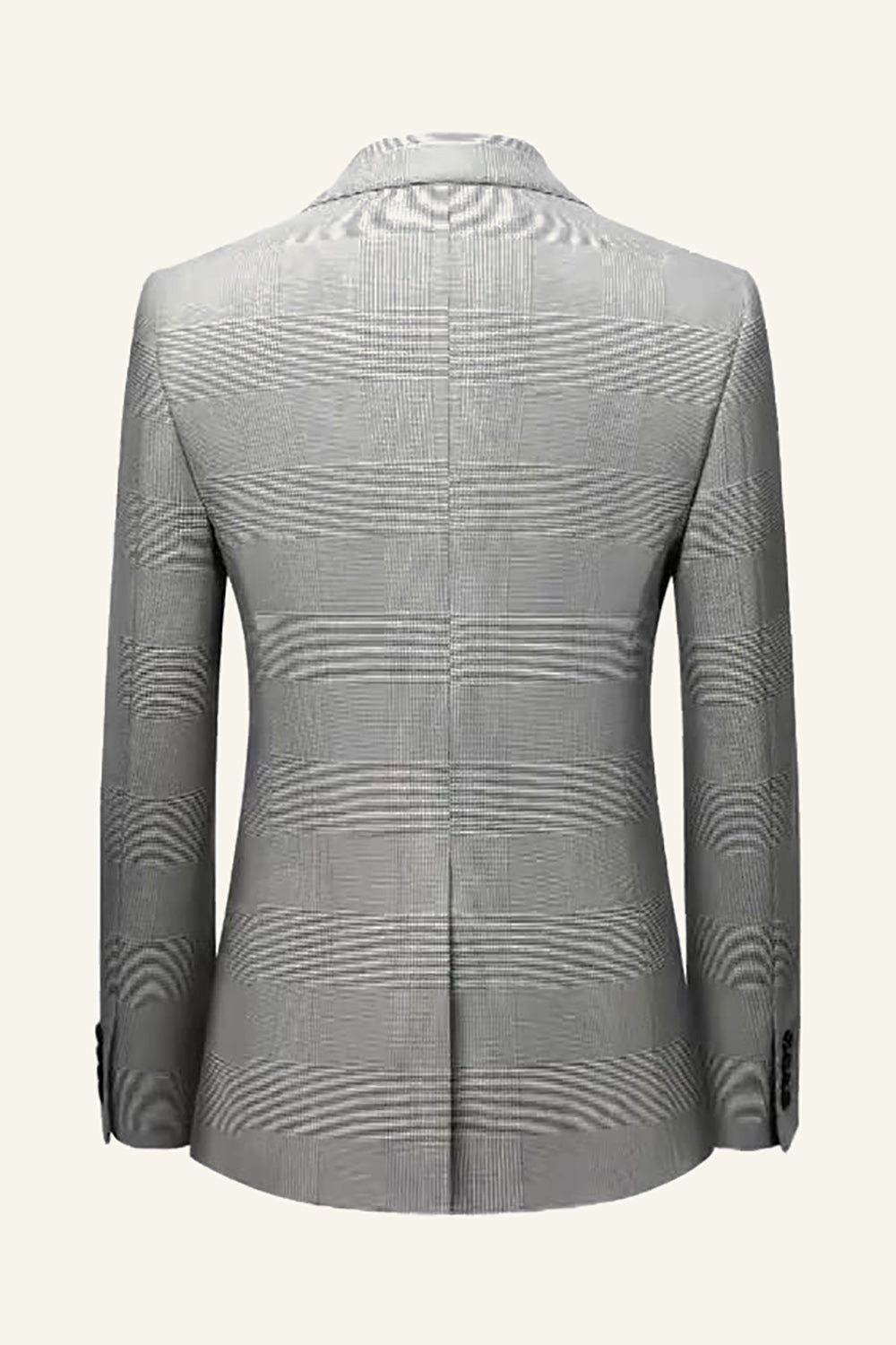 Grå Plaid Peak Revers 3 stk. mænd bryllupsdragter