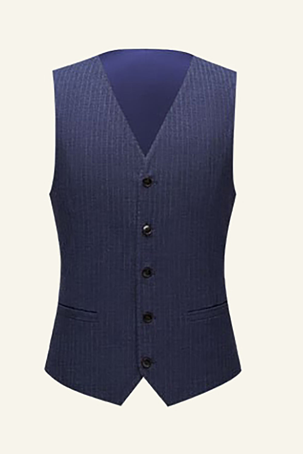 Mørkeblå nålestribede 3-delt mænd bryllupsdragter