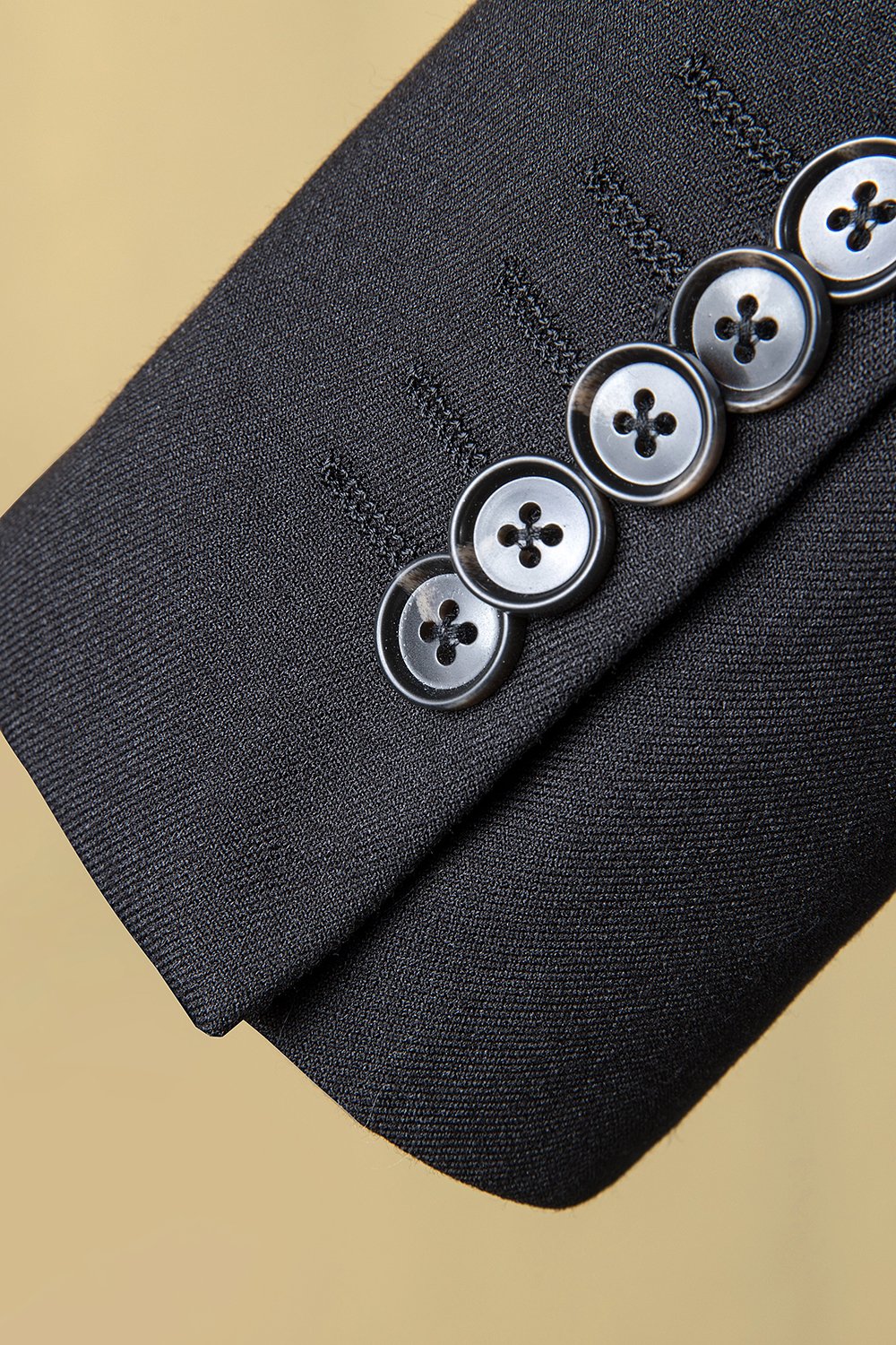 Sort toppet revers 3-delt mænds dragt smoking