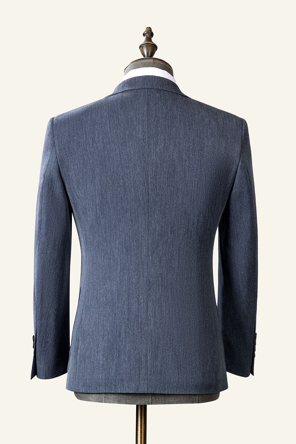 Grå blå hakket revers klassisk 3-delt herredragt