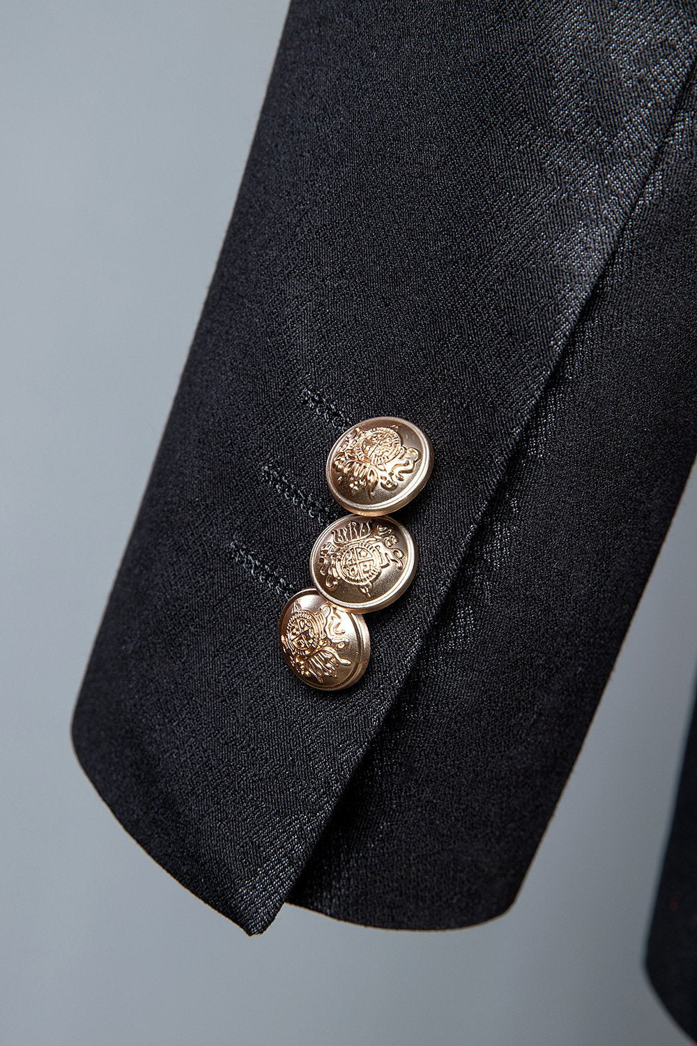 Sort jacquard dobbeltradet 3-delt herredragt