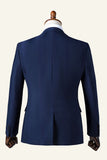 Navy hakket revers 3-delt herredragt