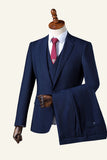 Navy hakket revers 3-delt herredragt