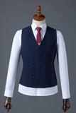 Navy hakket revers 3-delt herredragt