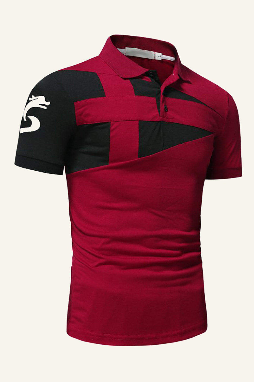 Sort og grå Regular Fit Patchwork Patchwork Herre Polo Shirt