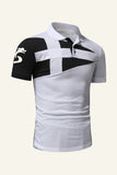 Sort og grå Regular Fit Patchwork Patchwork Herre Polo Shirt