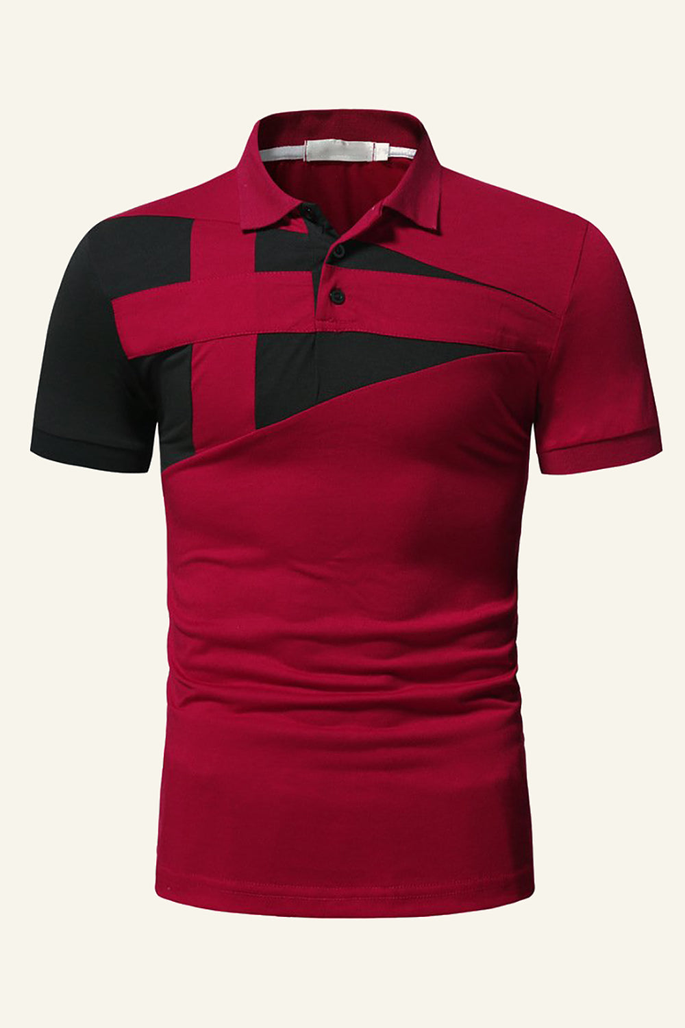 Sort og grå Regular Fit Patchwork Patchwork Herre Polo Shirt