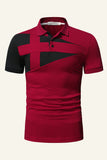 Sort og grå Regular Fit Patchwork Patchwork Herre Polo Shirt