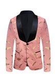 Turkis Jacquard Sjal Revers Mænds Prom Blazer
