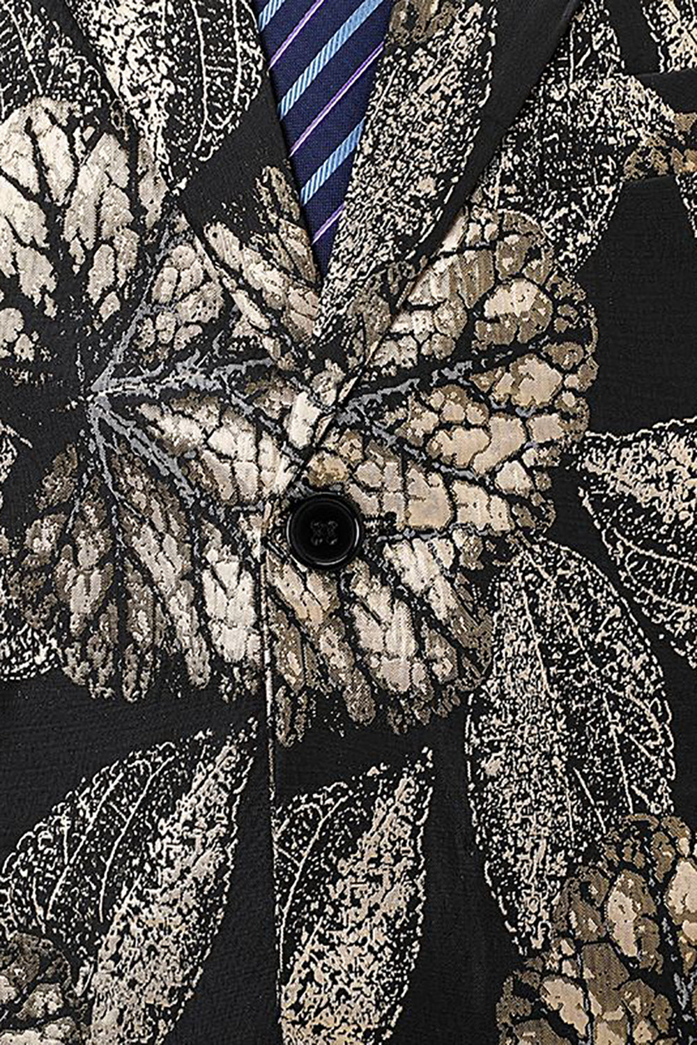 Sort og gylden hakket revers jacquard mænds blazer