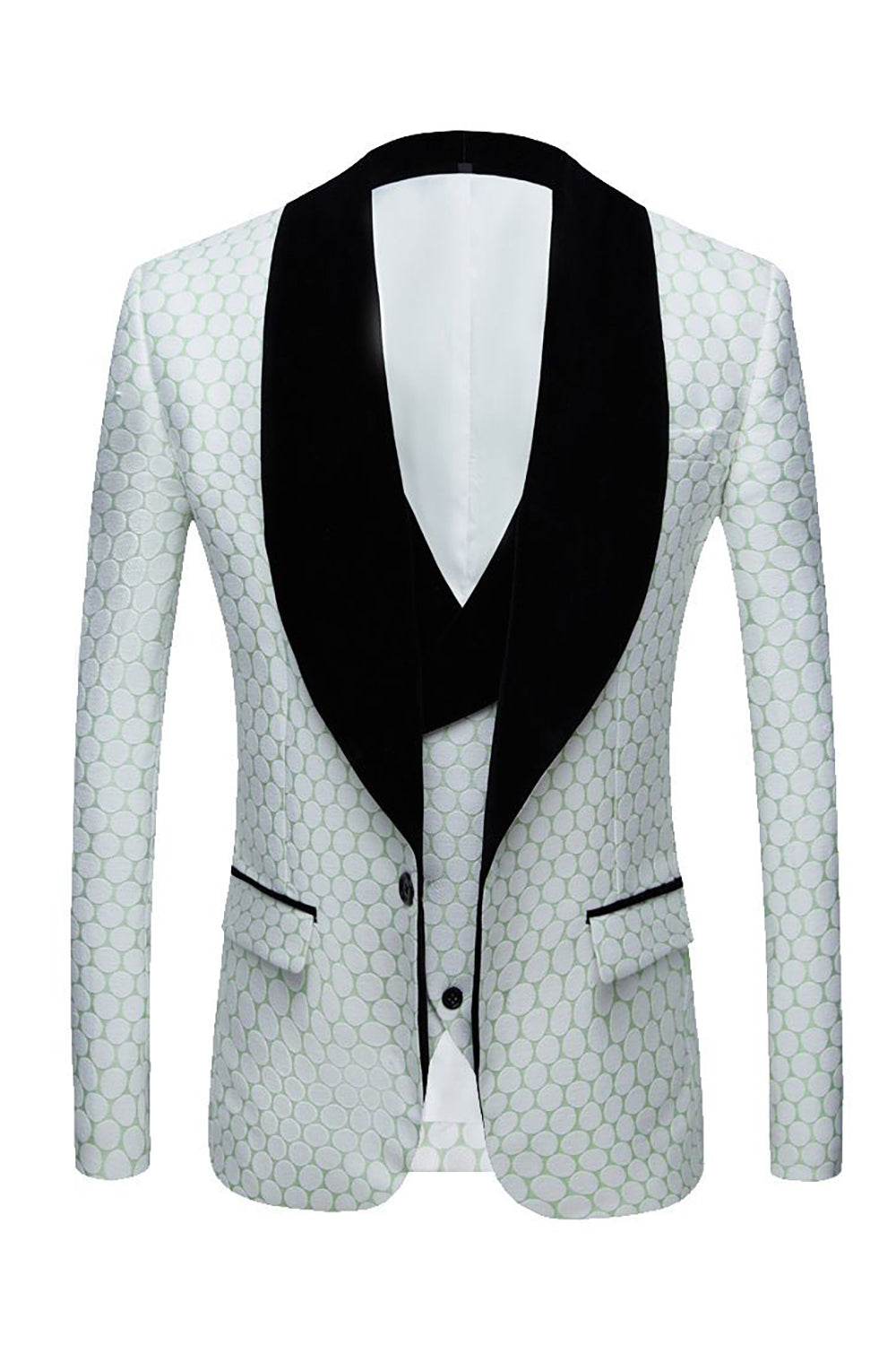 Biege Dots Jacquard 2 stk. Prom dragter til mænd