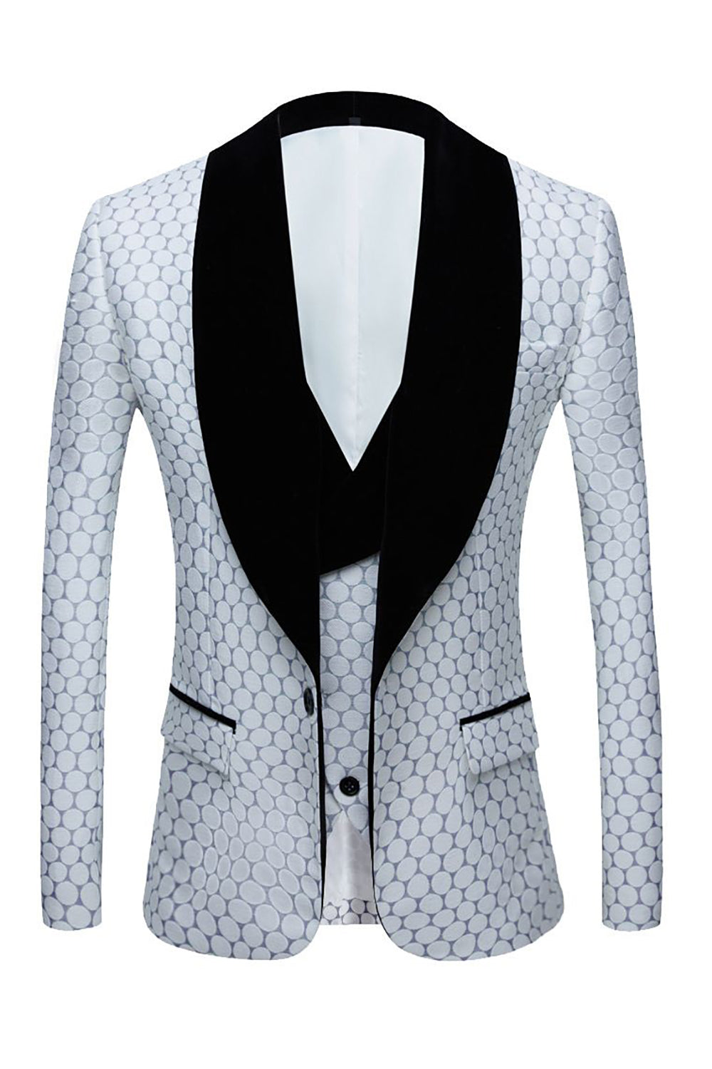 Biege Dots Jacquard 2 stk. Prom dragter til mænd