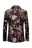 Sort blomst jacquard hakket revers mænd blazer