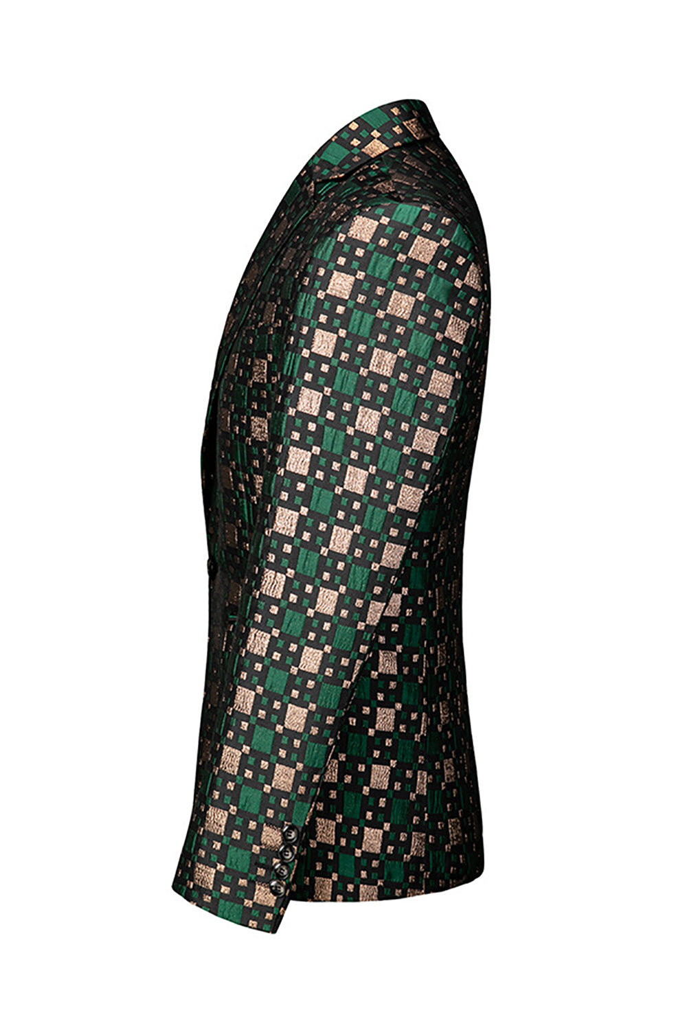 Silm Fit Hakket revers Lille Grøn Firkant Mænds Prom Blazer