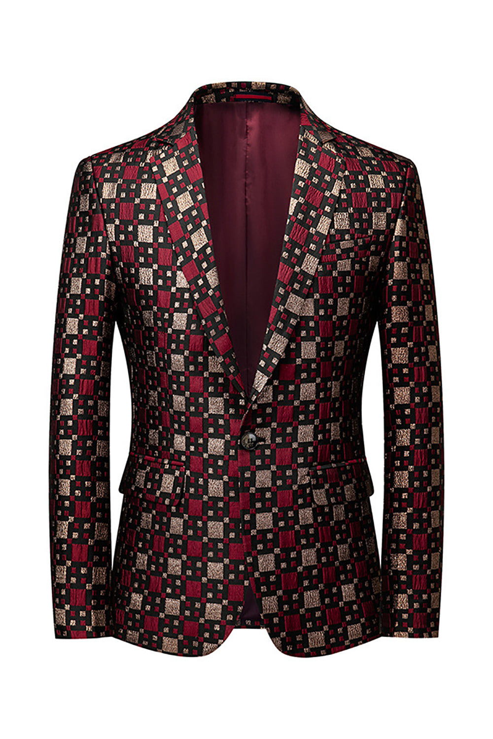 Silm Fit Hakket revers Lille Grøn Firkant Mænds Prom Blazer